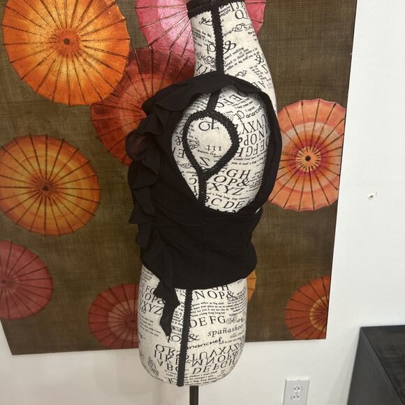 Free People Black One-Shoulder Ruffle Tank Top Edgy Festival Edgy Sz XL - Picture 2 of 6